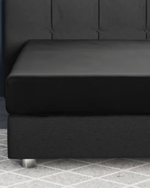 Primaviera Deluxe Katoensatijnen Zwarte Hoeslaken
