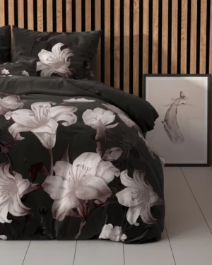 Sleeptime Dark Flower dekbedovertrek - Zwart