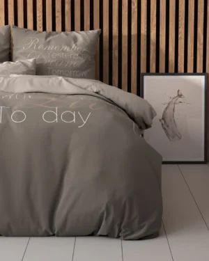 Sleeptime Live Today dekbedovertrek - Taupe
