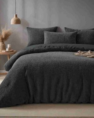 Sleeptime Check Teddy Antraciet dekbedovertrek
