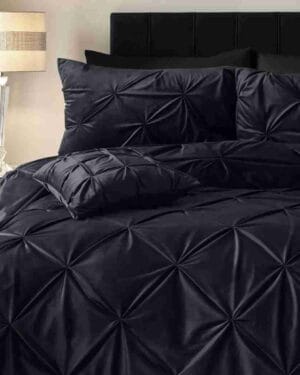 Sleeptime Velvet Pintuck Dekbedovertrek Zwart