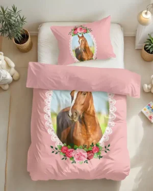 Dekbedovertrekken, Dekbedden & Bedlinnen Cute Horse Roze 140 x 200 220 Foto 2 Cute Horse Roze Dekbedovertrek