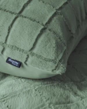 Sleeptime Faux Fur Check Dekbedovertrek Donker Groen