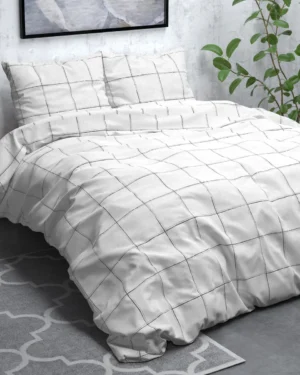 Sleeptime Flanel Deep Check Dekbedovertrek Wit