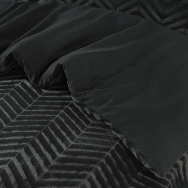 Sleeptime Teddy Chevron Dekbedovertrek Antraciet – Luxe en Warmte in Één - Afbeelding 3